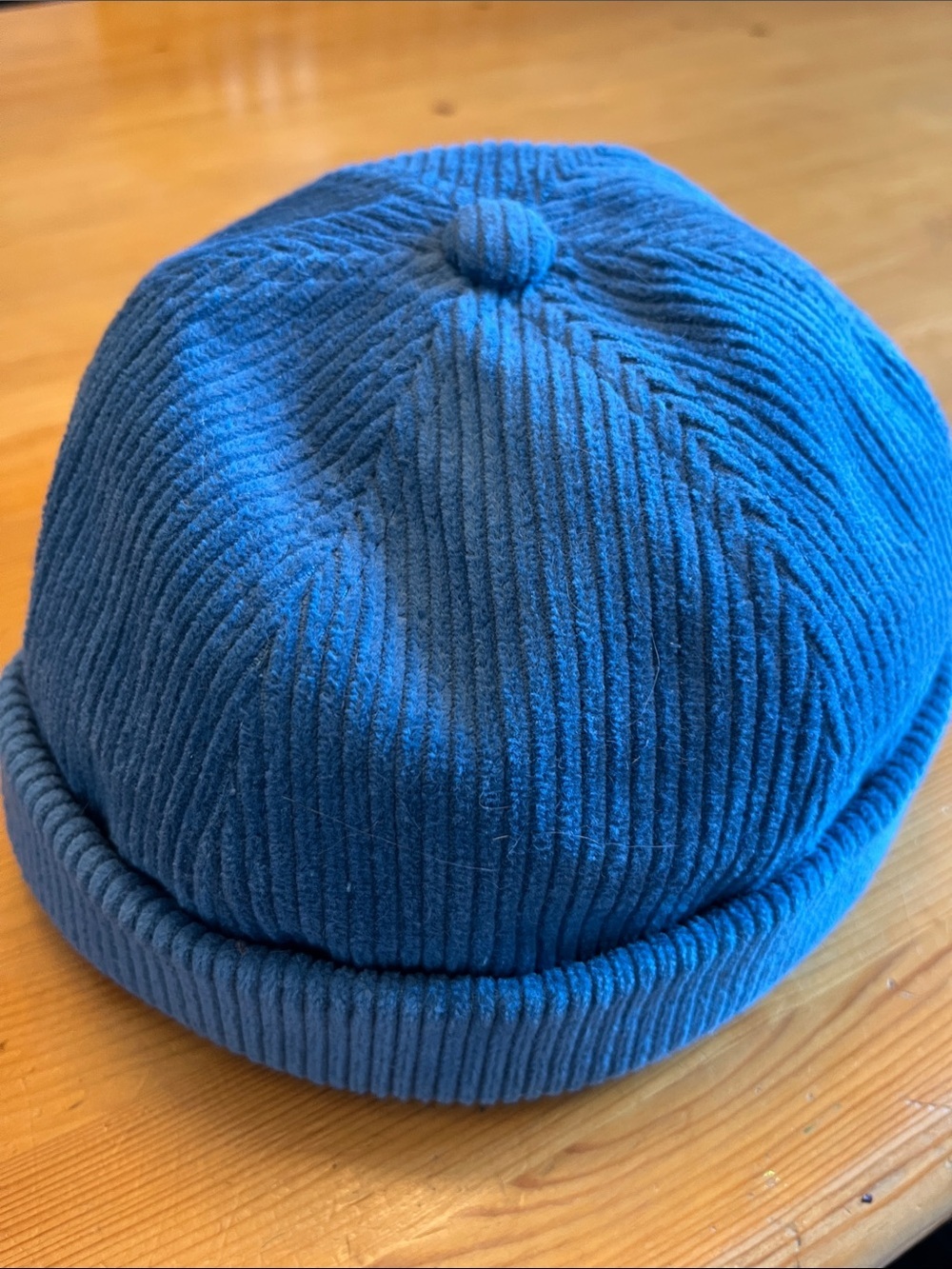 Blue Corduroy Beanie Hat